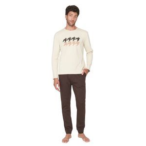 Trendyol Men With Slogan Knit Pyjama Set